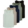 thumbnail image 1 of Real Essentials 5 Pack: Dry-Fit Muscle Tank Tops Sleeveless Shirts Workout Tees Athletic Running Tees (Big & Tall Available), 1 of 6