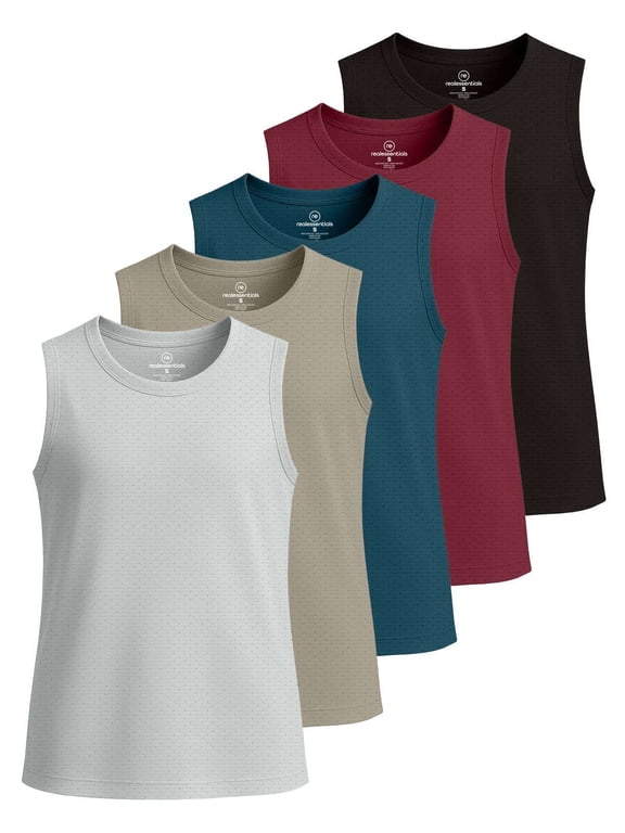 5 Pack: Girls Breeze Tech Tank Tops – Moisture-Wicking Sports, Dance & Athletic Workout Sleeveless Shirts