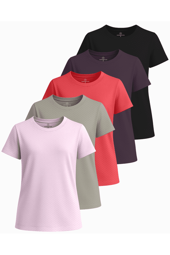 5 Pack: Girls Short Sleeve Breeze Tech Athletic Shirts – Moisture-Wicking Sports, Gym, Workout & Dance, Tees
