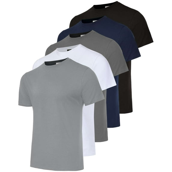Real Essentials 5 Pack: Men’s 100% Cotton Casual T-Shirts Plain Jersey Shirts Fashion Tees (Big & Tall Available)