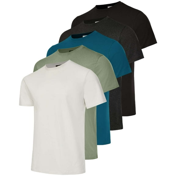 Real Essentials 5 Pack: Men’s 100% Cotton Casual T-Shirts Plain Jersey Shirts Fashion Tees (Big & Tall Available)