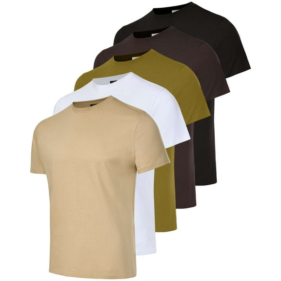 Real Essentials 5 Pack: Men’s 100% Cotton Casual T-Shirts Plain Jersey Shirts Fashion Tees (Big & Tall Available)