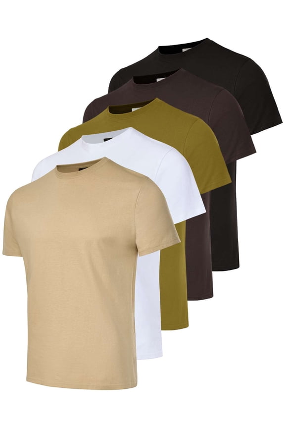 5 Pack: Men’s 100% Cotton Casual T-Shirts Plain Jersey Shirts Fashion Tees (Big & Tall Available)