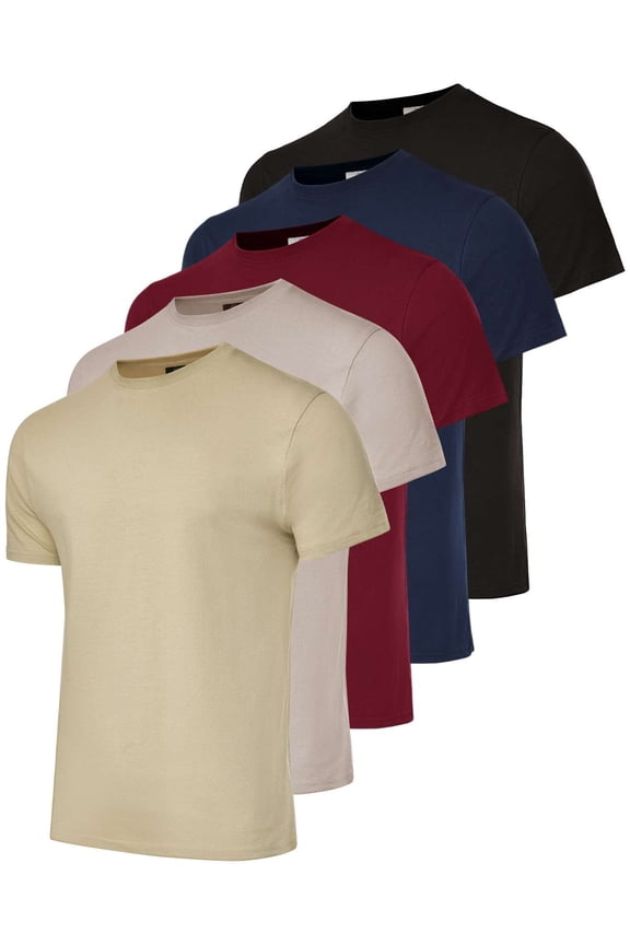 5 Pack: Men’s 100% Cotton Casual T-Shirts Plain Jersey Shirts Fashion Tees (Big & Tall Available)