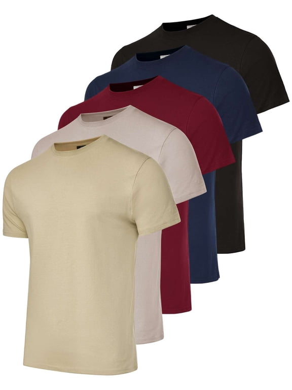 5 Pack: Men’s 100% Cotton Casual T-Shirts Plain Jersey Shirts Fashion Tees (Big & Tall Available)