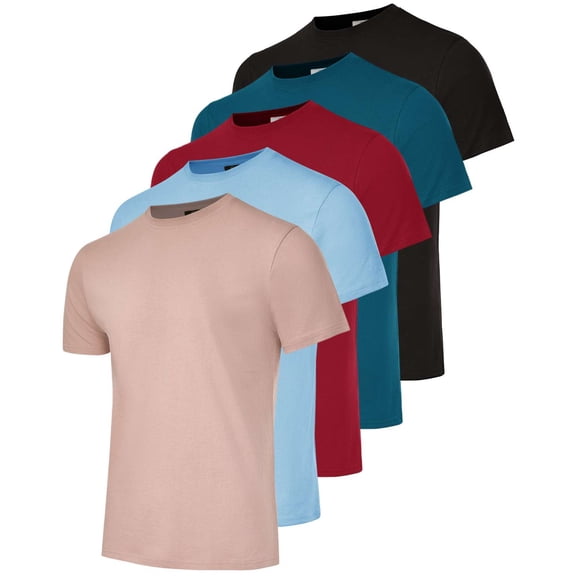 Real Essentials 5 Pack: Men’s 100% Cotton Casual T-Shirts Plain Jersey Shirts Fashion Tees (Big & Tall Available)