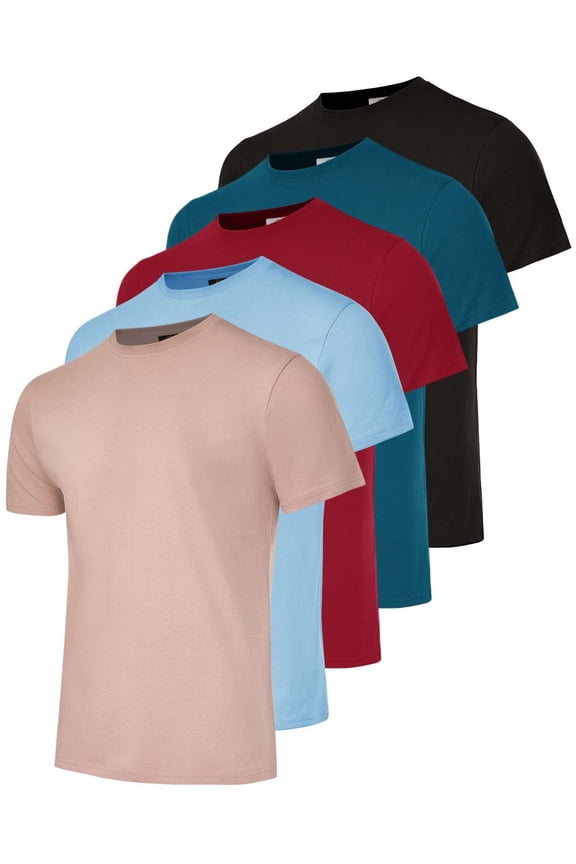 5 Pack: Men’s 100% Cotton Casual T-Shirts Plain Jersey Shirts Fashion Tees (Big & Tall Available)