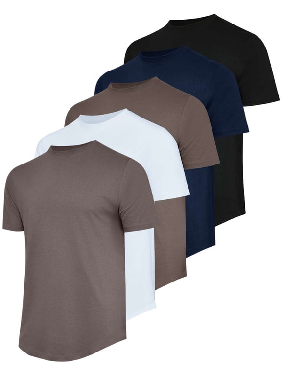 5 Pack: Men’s 100% Cotton Hipster Curved Hem Droptail Tee – Premium Longline T-Shirts with Long Tail Drop Cut