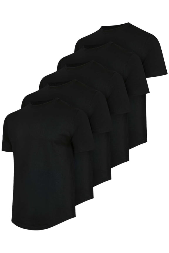 5 Pack: Men’s 100% Cotton Hipster Curved Hem Droptail Tee – Premium Longline T-Shirts with Long Tail Drop Cut