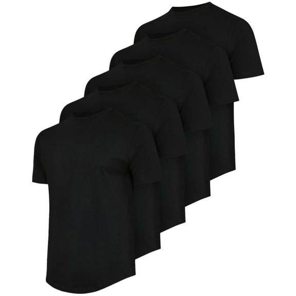 Real Essentials 5 Pack: Men’s 100% Cotton Hipster Curved Hem Droptail Tee – Premium Longline T-Shirts with Long Tail Drop Cut