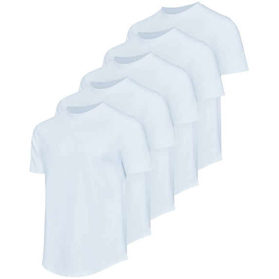 Real Essentials 5 Pack: Men’s 100% Cotton Hipster Curved Hem Droptail Tee – Premium Longline T-Shirts with Long Tail Drop Cut