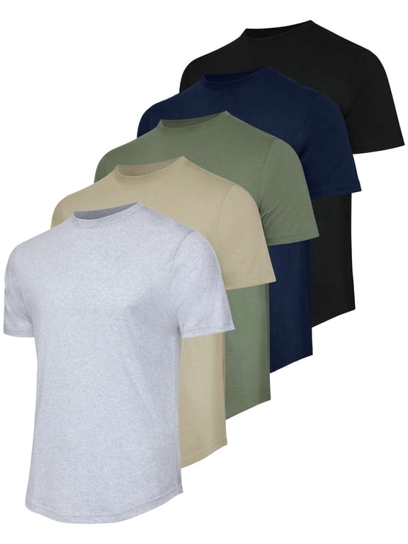 5 Pack: Men’s 100% Cotton Hipster Curved Hem Droptail Tee – Premium Longline T-Shirts with Long Tail Drop Cut