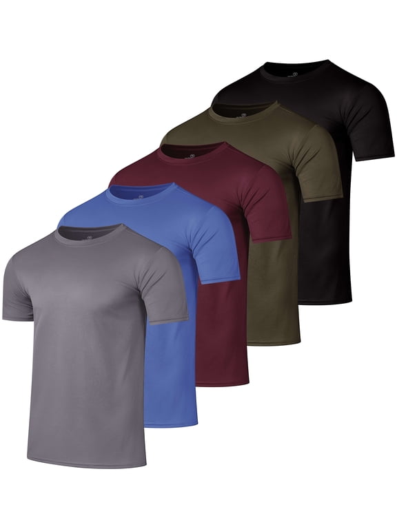 5 Pack Men's Mesh Short Sleeve T Shirts Athletic Workout Running Gym Tees