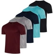 REAL ESSENTIALS 5 Pack Men’s Active Quick Dry Mesh Crew Neck T Shirts | Athletic Short Sleeve Tee (Available In Big & Tall)