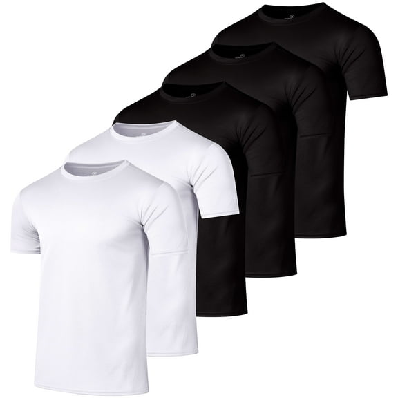 Real Essentials 5 Pack Men’s Active Quick Dry Mesh Crew Neck T Shirts | Athletic Short Sleeve Tee (Available In Big & Tall)