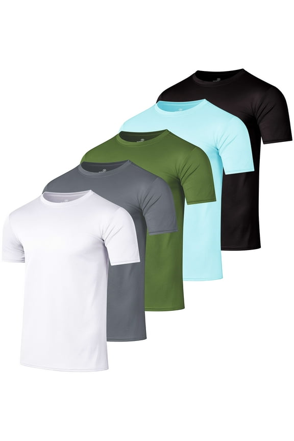 5 Pack Men’s Active Quick Dry Mesh Crew Neck T Shirts | Athletic Short Sleeve Tee (Available In Big & Tall)