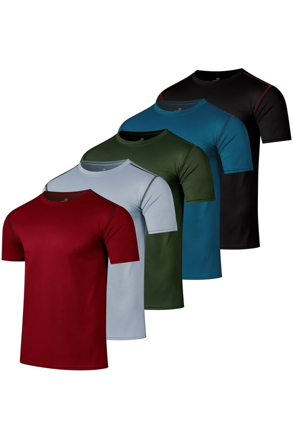 5 Pack Men’s Active Quick Dry Mesh Crew Neck T Shirts | Athletic Short Sleeve Tee (Available In Big & Tall)