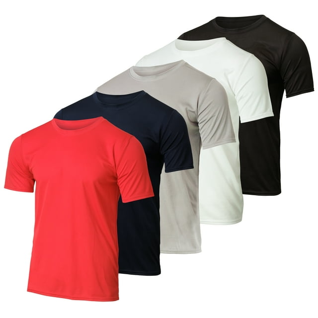 Real Essentials 5 Pack Men’s Active Quick Dry Mesh Crew Neck T Shirts | Athletic Short Sleeve Tee (Available in Big & Tall)