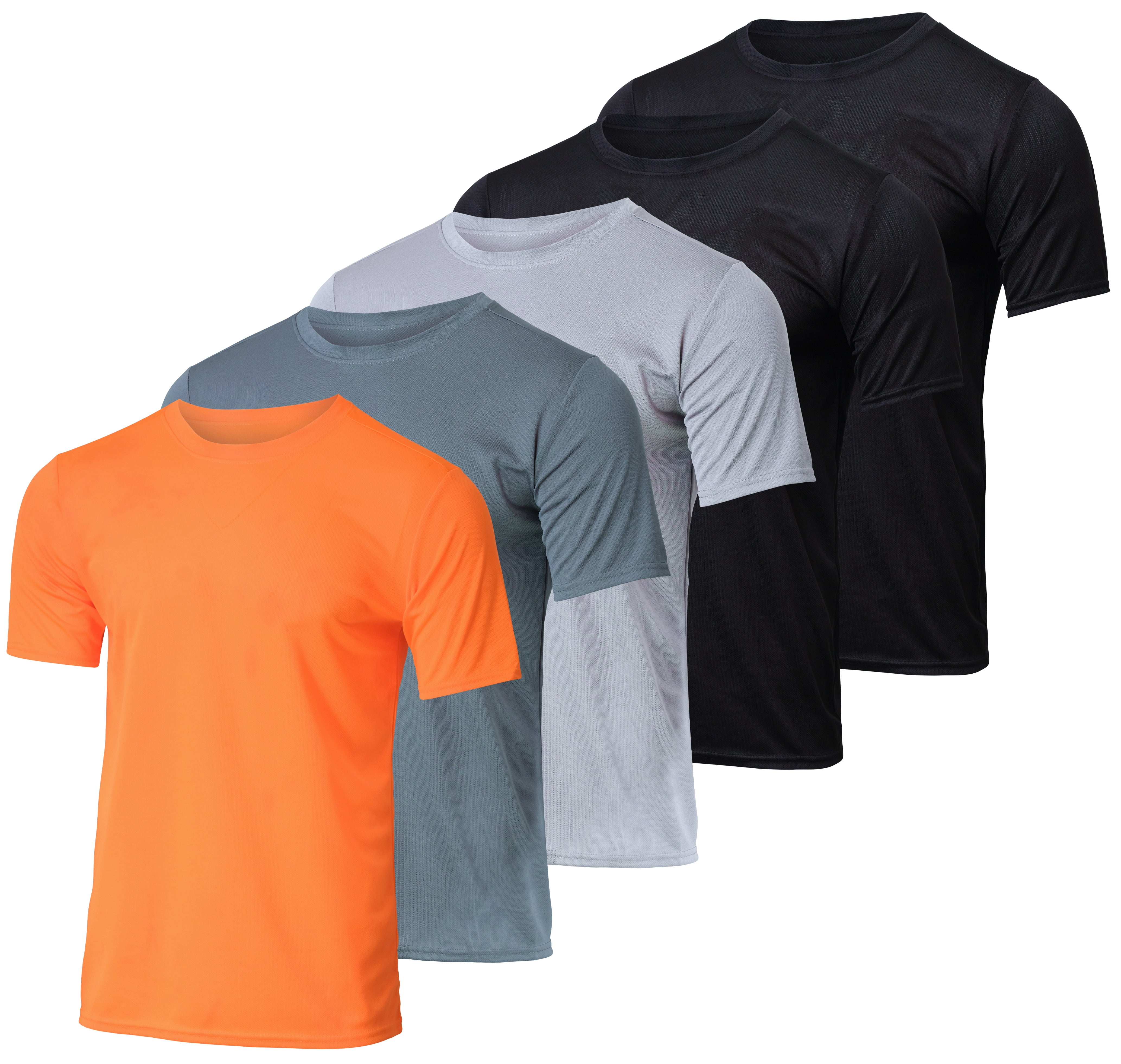 Real Essentials 5 Pack Men's Active Quick Dry Mesh Crew Neck T Shirts
