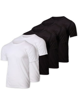 Real Essentials - Paquete de 5 camisetas deportivas Dry-Fit de cuello  redondo para hombre, rendimiento activo que disipa la humedad