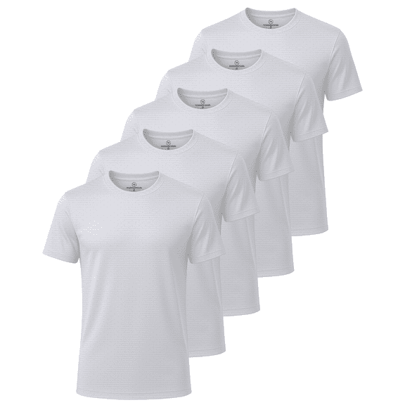 Real Essentials 5 Pack: Men’s Breeze Tech Crew Neck Workout T-Shirts Moisture-Wicking Athletic, Gym Shirts (Big And Tall)