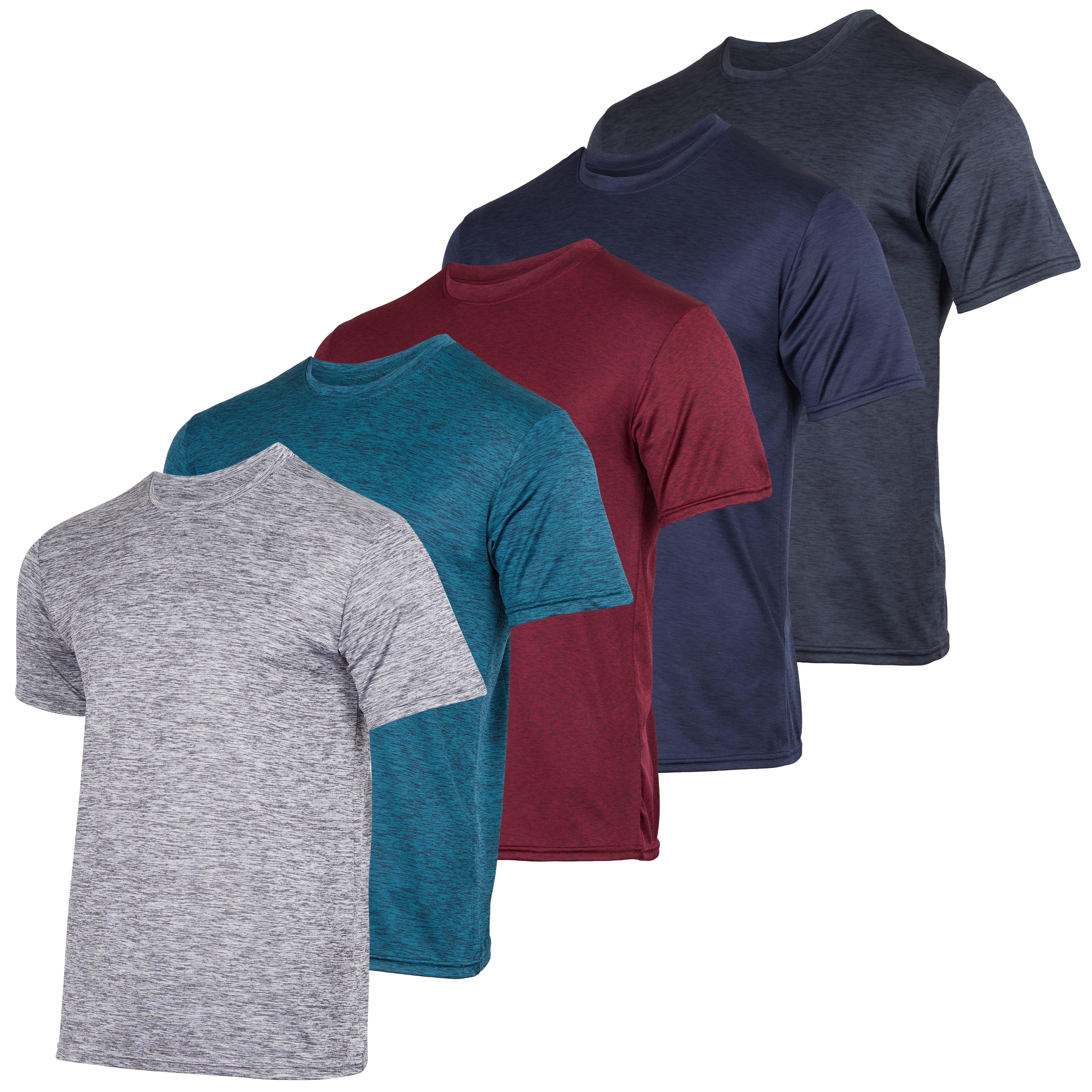 Real Essentials 5 Pack: Men's Dry-Fit Moisture Wicking Active Athletic  Performance Crew T-Shirt 