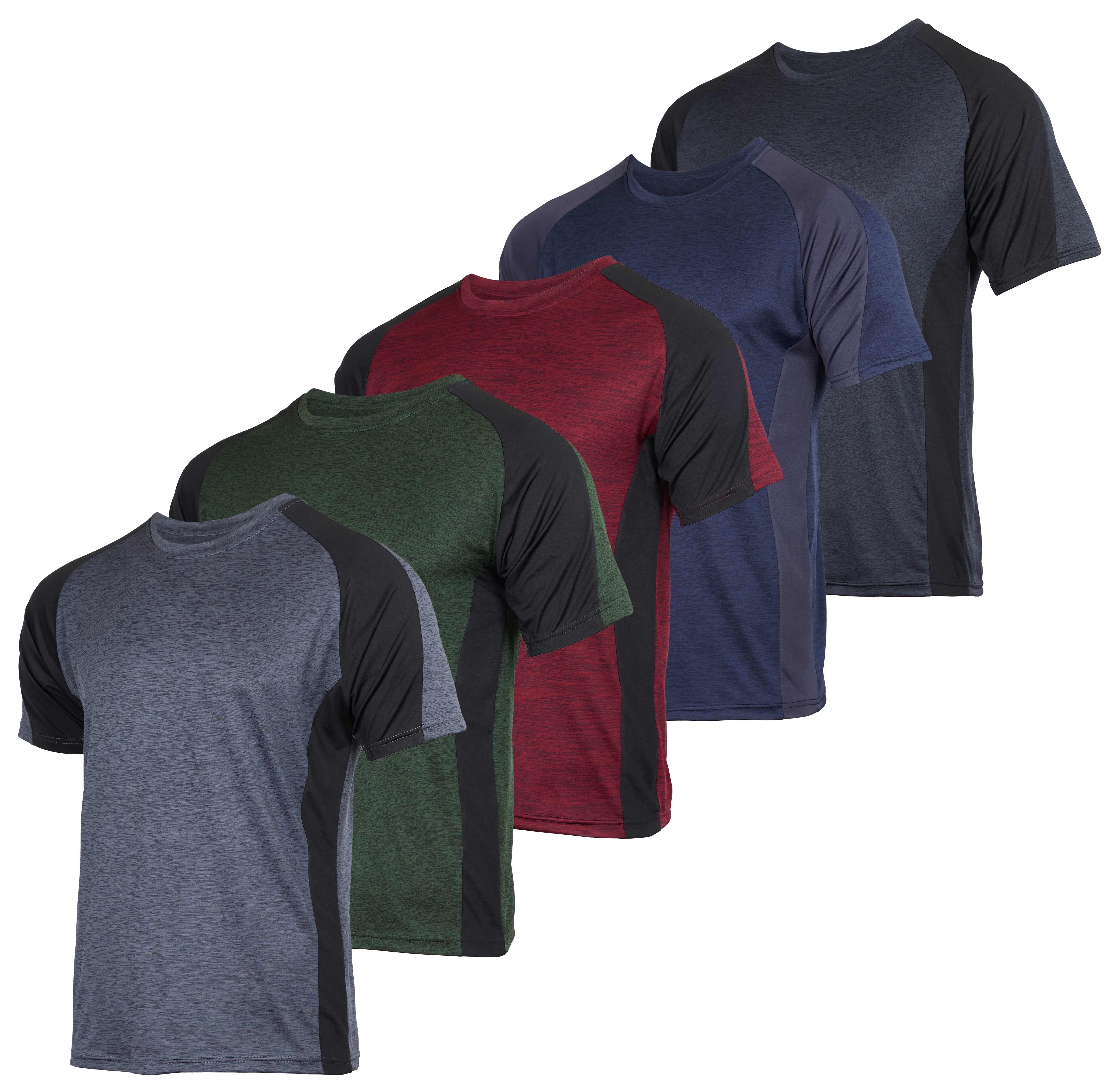 Real Essentials - Paquete de 5 camisetas deportivas Dry-Fit de cuello  redondo para hombre, rendimiento activo que disipa la humedad