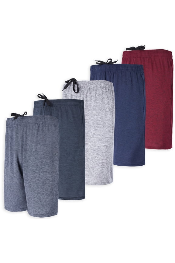 5 Pack: Men's Dry-Fit Sweat Resistant Active Athletic Performance Shorts
