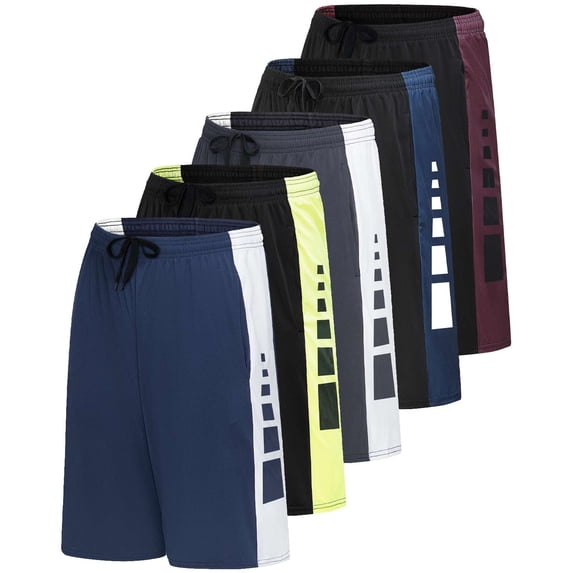 5 Pack Men's Dry Fit Basketball Shorts Gym Athletic Casual Workout Running