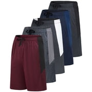 5 Pack Men's Dry Fit Basketball Shorts Gym Athletic Casual Workout Running