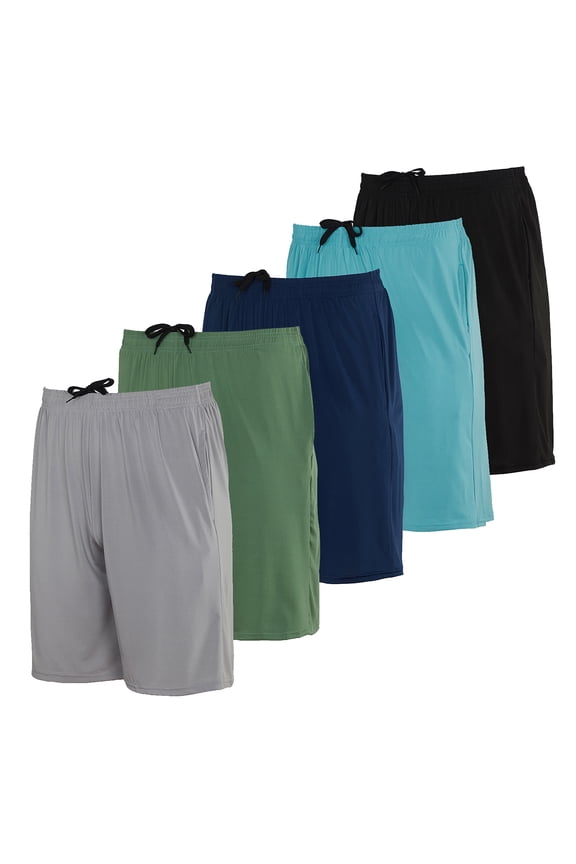 5 Pack: Men's Dry-Fit Sweat Resistant Active Athletic Performance Shorts