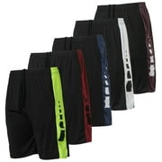 Real Essentials 5 Pack: Men's Dry-Fit Sweat Resistant Active Athletic Performance Shorts