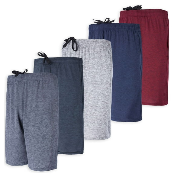 Real Essentials 5 Pack: Men's Dry-Fit Sweat Resistant Active Athletic Performance Shorts