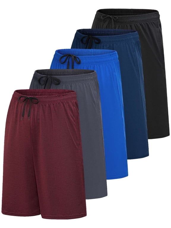 5 Pack Men's Dry Fit Basketball Shorts Gym Athletic Casual Workout Running