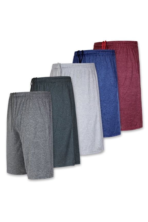 5 Pack:Men's Dry-Fit Sweat Resistant Active Athletic Performance Shorts