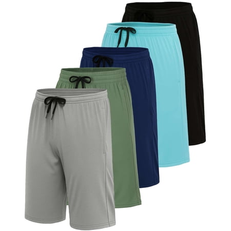 5 Pack Men's Dry Fit Basketball Shorts Gym Athletic Casual Workout Running