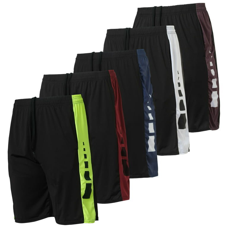 Real Essentials - Paquete de 5 shorts deportivos para hombre, shorts de  rendimiento deportivo con tela Dry-Fit resistentes al sudor
