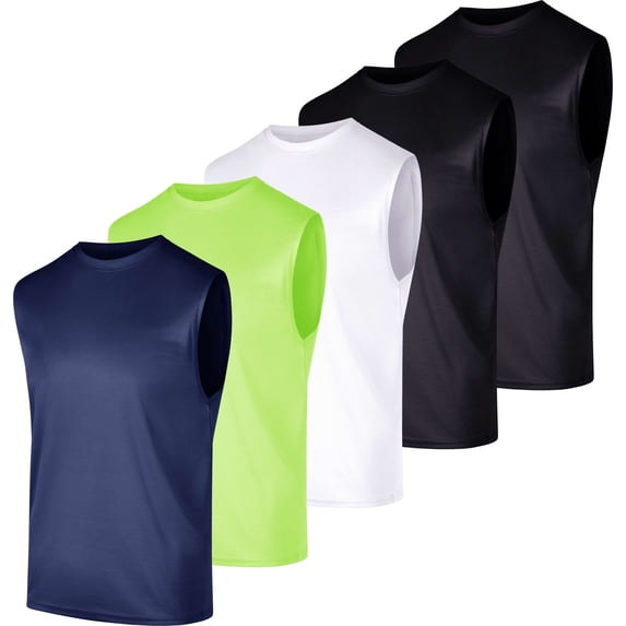 Real Essentials 5 Pack: Men's Mesh Active Athletic Tech Tank Top - Workout & Training Activewear (Available in Big & Tall)
