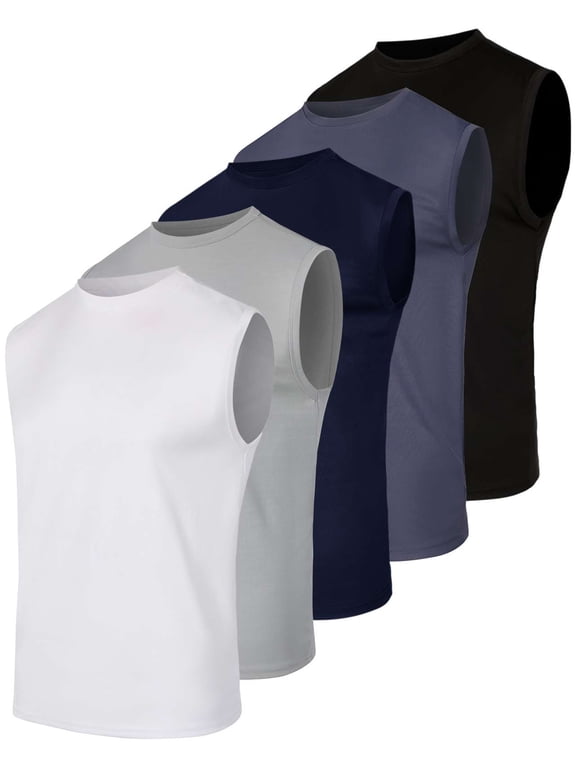 5 Pack: Men's Mesh Active Athletic Tech Tank Top - Workout & Training Activewear (Available in Big & Tall)