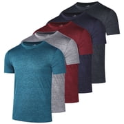 Real Essentials 5 Pack: Men's Dry-Fit Short Sleeve Crew Neck T Shirts Fitness Running Gym Workout Cool Exercise Athletic Tee