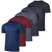 Real Essentials 5 Pack: Men’s Short Sleeve Dry Fit Active Crew Neck T Shirt - Athletic Running Gym Workout Tee Tops