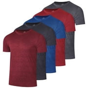 Real Essentials 5 Pack: Men's Dry-Fit Short Sleeve Crew Neck T Shirts Fitness Running Gym Workout Cool Exercise Athletic Tee