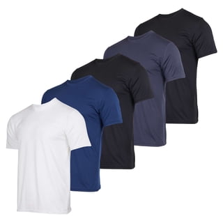 Real Essentials 5 Pack: Men's Dry-Fit Short Sleeve Crew Neck T Shirts Fitness Running Gym Workout Cool Exercise Athletic Tee