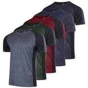 Real Essentials 5 Pack: Men's Dry-Fit Short Sleeve Crew Neck T Shirts Fitness Running Gym Workout Cool Exercise Athletic Tee