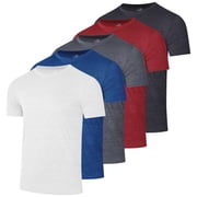 Real Essentials 5 Pack: Men's Dry-Fit Short Sleeve Crew Neck T Shirts Fitness Running Gym Workout Cool Exercise Athletic Tee
