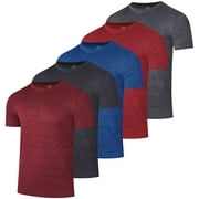 Real Essentials 5 Pack: Men’s Short Sleeve Dry Fit Active Crew Neck T Shirt - Athletic Running Gym Workout Tee Tops