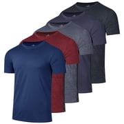 Real Essentials 5 Pack: Men's Dry-Fit Short Sleeve Crew Neck T Shirts Fitness Running Gym Workout Cool Exercise Athletic Tee