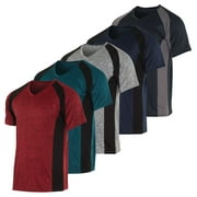Real Essentials 5 Pack: Men’s V-Neck Dry-Fit Moisture Wicking Active Athletic Tech Performance T-Shirt