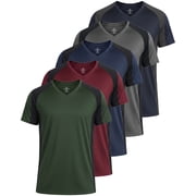 5 Pack Mens Dry Fit V Neck Workout T Shirts Athletic Gym Fitness Tees