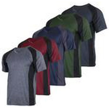 Real Essentials 5 Pack: Men’s V-Neck Dry-Fit Moisture Wicking Active Athletic Tech Performance T-Shirt